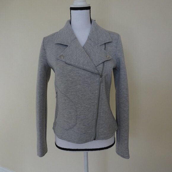 Ralph Lauren Zip Front Jacket Women's Size M Gray Knit Casual Moto Style - Picture 2 of 9